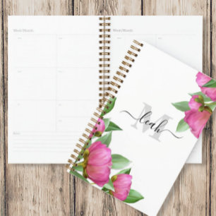 Pink Floral Monogram Personalised Planner