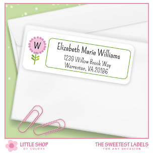 Pink Floral Monogram Return Address Label