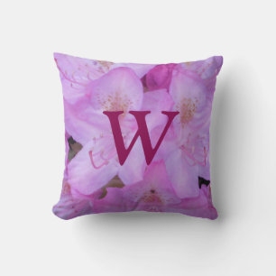 Pink Floral Monogram Throw Pillow