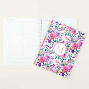 Pink Floral Monogrammed Planner