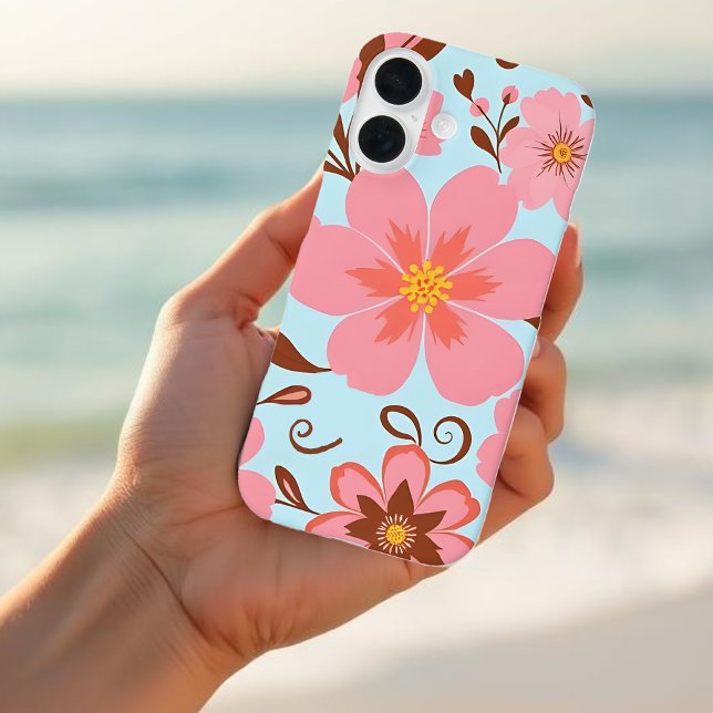 Pink Floral Mood – Pastel Vibes-Retro Flowers Case-Mate iPhone Case (Pink Floral Mood –Pastel Vibes Case-Mate iPhone Case )
