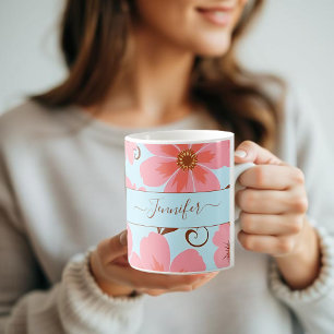 Pink Floral Mood – Pastel Vibes-Retro Flowers Coffee Mug