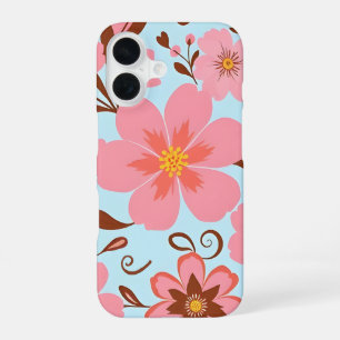 Pink Floral Mood – Pastel Vibes-Retro Flowers iPhone 16 Case