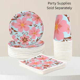 Pink Floral Mood – Pastel Vibes-Retro Flowers Napkin