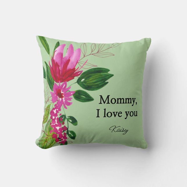 Pink Floral Mother Gift throw pillows (Front)