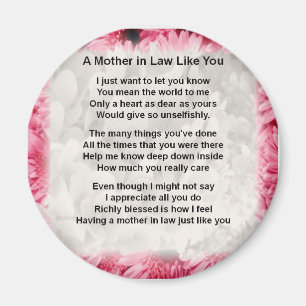Pink Floral - Mother in Law Poem Magnet