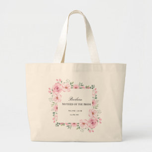Pink Floral Mother of the Bride  Large Tote Bag