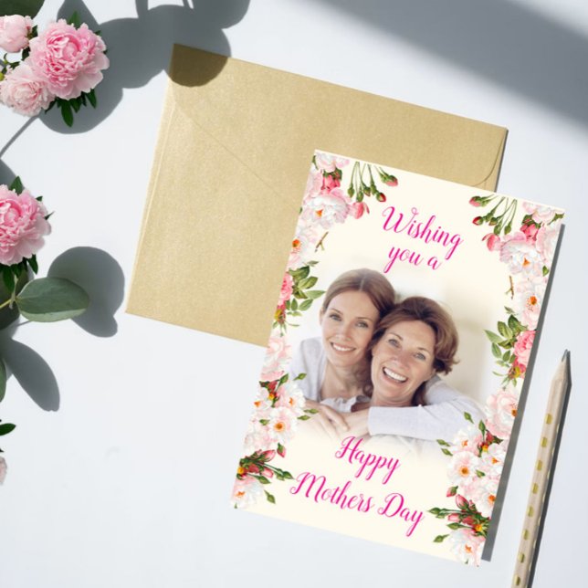Pink Floral Mothers Day - American Mum & Daughter Card (Creator Uploaded)