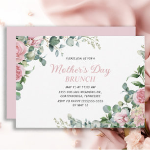 Pink Floral Mother's Day Brunch Invitation