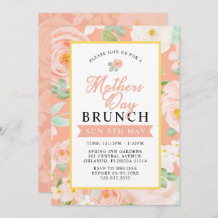 Pink Floral Mother's Day Brunch Invitation Card