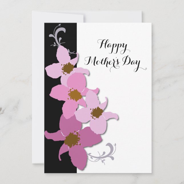 Pink Floral Mother's Day Flat Card (Front)
