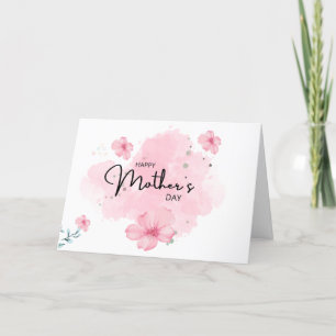 Pink Floral Mother's Day  Holiday Card