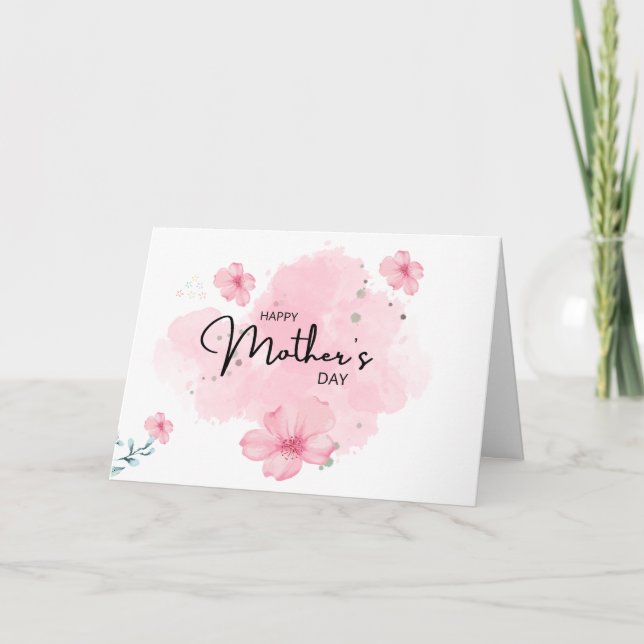 Pink Floral Mother's Day  Holiday Card (Front)