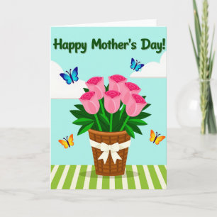 Pink Floral Mothers Day Wish Card