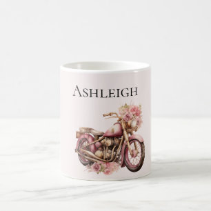 Pink Floral Motorcycle Coffee Mug