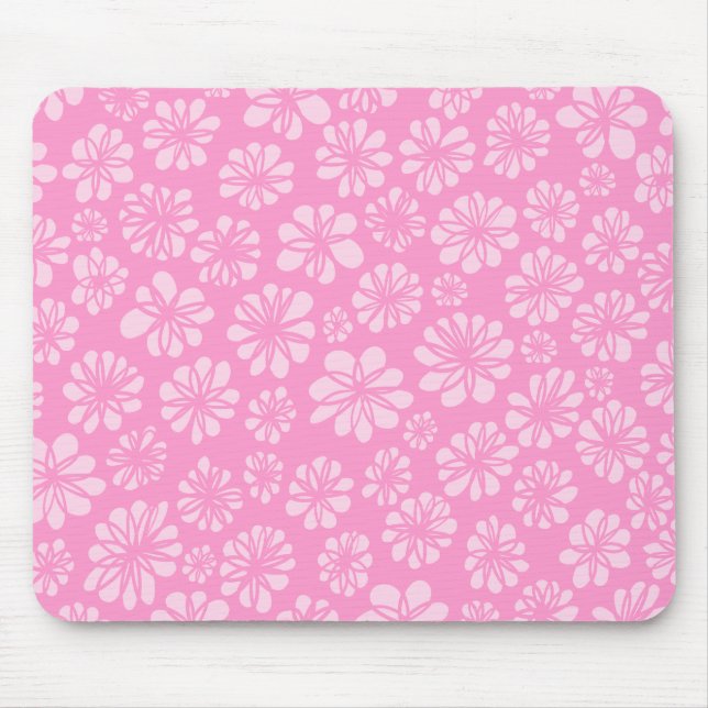 Pink Floral Mouse Pad (Front)