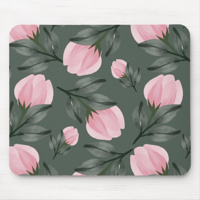 Pink Floral Mouse Pad (Front)