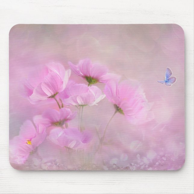 Pink Floral Mouse Pad (Front)