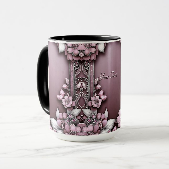 Pink Floral Mug (Front Left)