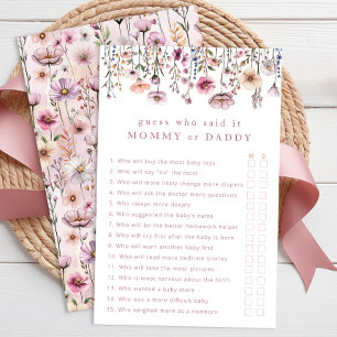 Pink Floral Mummy or Daddy Baby Shower Game