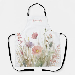 Pink Floral Name  Apron