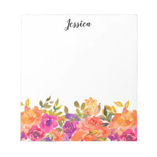 Pink Floral Name  Notepad