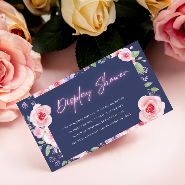 Pink Floral & Neon Bridal Shower Display Shower Enclosure Card (Creator Uploaded)