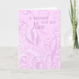 Pink Floral Niece Flower Girl Invitation Card