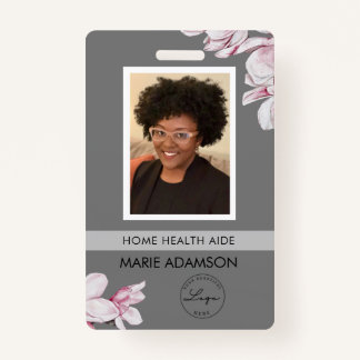 Pink Floral Nurse Hospital ID Badge