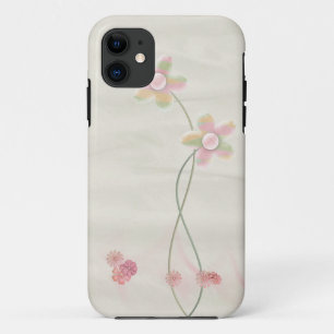 pink floral on silk iPhone 11 case