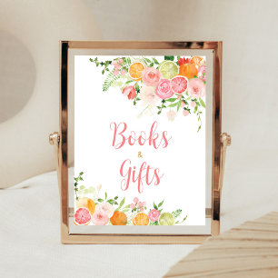 Pink Floral Orange Citrus Books and Gifts Poster