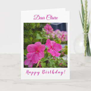 Pink Floral Original Photo BIRTHDAY Name Card