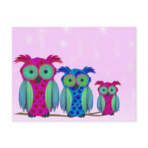 Pink Floral Owls