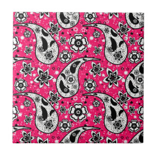 Pink Floral Paisley Pattern Design  Ceramic Tile
