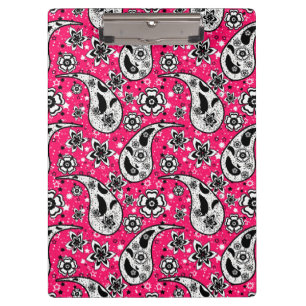 Pink Floral Paisley Pattern Design Clipboard