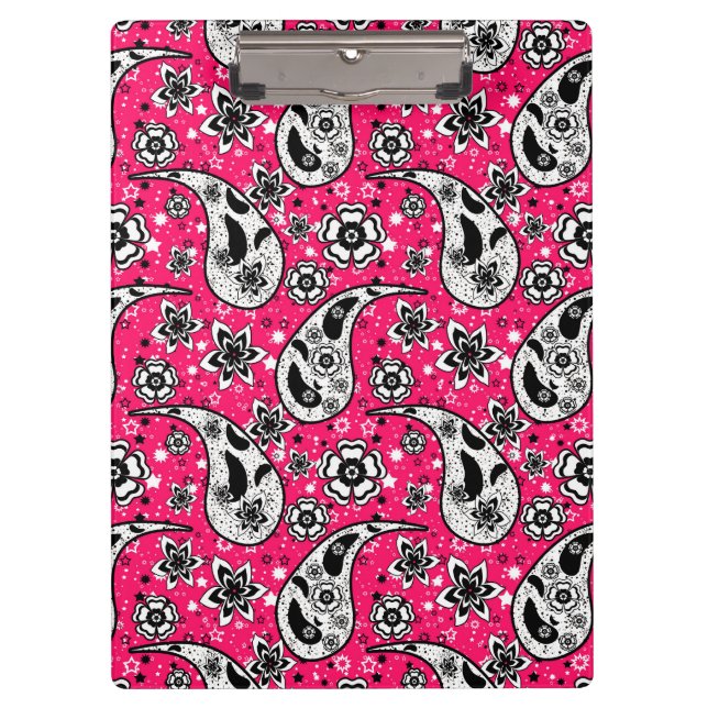 Pink Floral Paisley Pattern Design  Clipboard (Front)