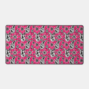 Pink Floral Paisley Pattern Design Desk Mat