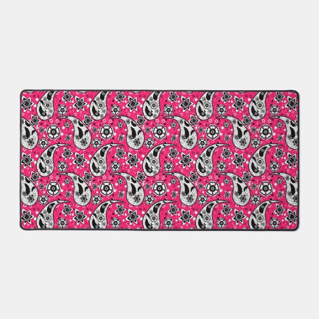 Pink Floral Paisley Pattern Design  Desk Mat (Front)