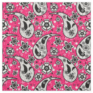 Pink Floral Paisley Pattern Design  Fabric