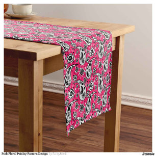 Pink Floral Paisley Pattern Design Short Table Runner