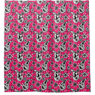 Pink Floral Paisley Pattern Design Shower Curtain