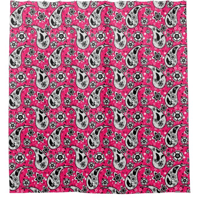 Pink Floral Paisley Pattern Design  Shower Curtain (Front)