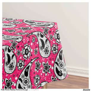 Pink Floral Paisley Pattern Design Tablecloth