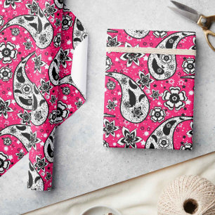 Pink Floral Paisley Pattern Design Wrapping Paper