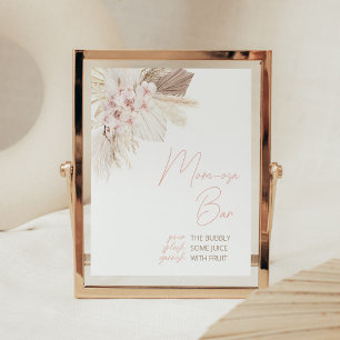 Pink Floral Pampas Boho Baby Shower Mum Osa Bar Poster