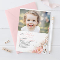 Pink Floral Pampas Grass Baptism Photo