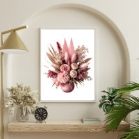Pink Floral Pampas Grass Boho Flowers in Vase