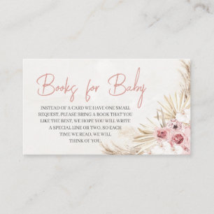 Pink Floral Pampas Grass Books for Baby Enclosure Card