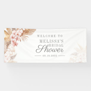 Pink Floral Pampas Grass Bridal Shower Banner
