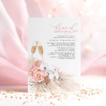 Pink Floral Pampas Grass Brunch and Bubbly Invitation<br><div class="desc">White orchids,  pink roses,  dried tropical greenery,  and pampas grass elegant brunch and bubbly bridal shower invitations</div>